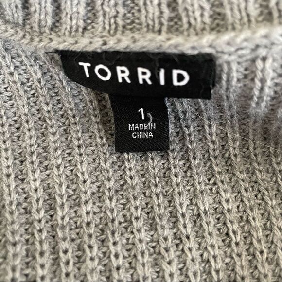 Torrid Vneck Ribbed Tunic Sweater Grey Side Zip 1 1X - Picture 8 of 10
